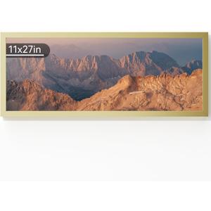 11x27 Aluminum Metal Picture Frame,Tempered Glass Gold Photo Frame 11x27 for Family Photo,Posters,Art,Document to Wall Mount Horizontally or Vertically