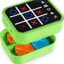 Rechargeable Tic Tac Toe Game Box with 5 Fun Brain Memory Games, Electronic Touchscreen Handheld Game, Portable Digital Puzzle Board Travel Toy, Gifts Choice for Kids and Adults (Green)