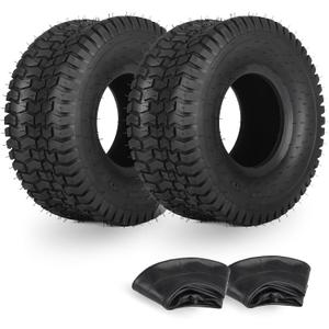 15x6.00-6 Tire and Inner Tube Set, TR-13 Straight Valve Stem, Replacement Riding Mower Front Wheel Assembly, 2 Pack