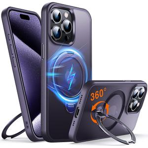 Chicfun 360 O-Ring MagStander for iPhone 16 Case with Magnetic Kickstand Ring Holder [Compatible with MagSafe][360Rotate Stand Ring][Military Shockproof] Magnet iPhone 16 Phone Cover Matte Green