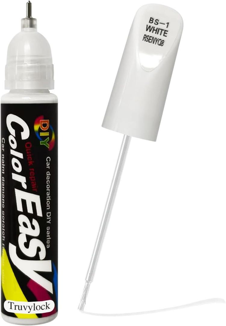 Touch Up Paint for Cars 2-in-1 Scratch Repair Pen Quick-Dry, Seamless Color Match, Automotive Scratch Remover Kit for Flawless Coverage (White)