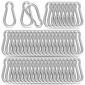50PCS M5 Spring Snap Hook Carabiner, Heavy Duty Galvanized Steel Carabiner Clip, 220LBS Holding Capacity Spring Clips for Hammock Swing Outdoor Travel