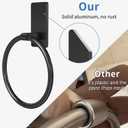 STWWO Adhesive Towel Holder, Hand Towel Holder for Bathroom, Self Adhesive Hand Towel Rings, Black, 2 Pack