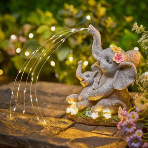 Brightown Solar-Elephant-Garden-Decor-Statue with Succulent & Watering LED Lights, Waterproof Outdoor Decor for Patio, Lawn, Balcony & Yard Decorations Outdoor, Unique Mothers Day Gifts for Mom Women
