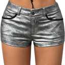 Floerns Women's Y2k Metallic Low Waist Shorts Skinny Party Micro Shorts Without Belt (Medium)