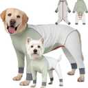 Dog Onesie Coat - Water-Repellent & Stretchable, Dirt-Resistant Outdoor Puppy Suit with Reflective Strips | Controls Shedding | for Small, Medium, Large Dogs (Beige, XL(Weight 13-22 lbs))