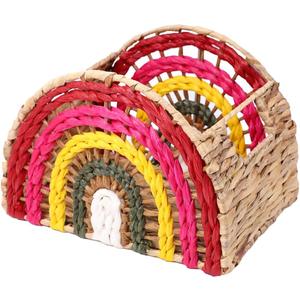 YRMT Wicker Storage Basket Water Hyacinth Woven Basket for Shelves Pantry Rainbow Decoration Semicircle Storage Basket with Built-in Handle Small Natural 9.1" x 7.5" x 7.5"