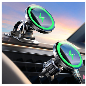 LISEN 15W MagSafe Car Mount Charger,Travel MagSafe Charger,Wireless Car Charger,Magnetic Phone Holder for Car,Phone Holders for Your Car Accessories for Women Men Jeep Ford for iPhone 1712,Samsung