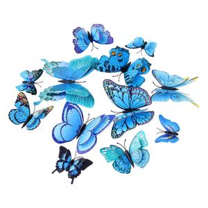 24 PCS 3D Butterfly Decorations With Magnets, Double Layer Magnetic Butterfly Stickers for Room Wall Decor, Party Decorations, Birthday Cake Graduation Cap Refrigerator Decorations (BLUE)