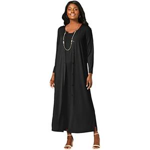 Jessica London Women's Plus Size 2-Piece Stretch Knit Duster Set, Black, XL