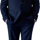 PACOROMANO Boys Suit Set with Suspenders, Suit with 3 Versions-Regular, Slim, and Husky (Husky Dark Blue 7 Pcs)