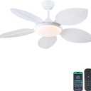 Ceiling Fans with Lights and Remote/APP Control, 48 Inch Tropical Ceiling Fan for Bedroom Living Room, Outdoor Palm Leaf Ceiling Fan for Patios Porch, Dimmable, 6 Speeds, Reversible, White
