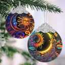 Sun and Moon Stained Glass Hanging Ornament - Christmas Tree Decoration Idea