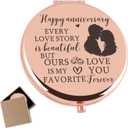 2 x Happy Anniversary Romantic Gifts for Her Rose Gold Compact Mirror Best Romantic Anniversary Marriage Gift for Girlfriend Happy Anniversary Wedding Gifts for Wife