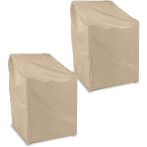 Covermates Classic Outdoor Chair Cover – Heavy-Duty 12-Gauge Vinyl Patio Chair Protector, Weather-Resistant, Elastic Hem, Fits Most Garden & Deck Chairs, 25W x 28D x 36H - Set of 2, Classic Tan