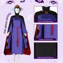 Queen Witch Costume Women Cosplay Dress Accessories Crown Cloak Belt Fairy Snow Robe Adult (X-Large, Purple)