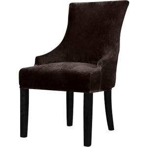 Lellen Velvet Stretch Wingback Chair Cover Slipcover - Reusable Protector Cover for Dining Room Banquet Home Decor etc Machine Washable Hand Washable (Set of 1, Brown)