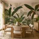 Tropical Botanical Peel and Stick Wall Mural, Canvas Wallpaper