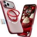 TORRAS 360 Magnetic Stand for iPhone 17 Pro Max Case, [Fit for MagSafe] [4X Military-Grade Protection] Slim Case for iPhone 17 Pro Max, 6.9", Translucent Burgundy Red, Ostand O3 Fitness Series