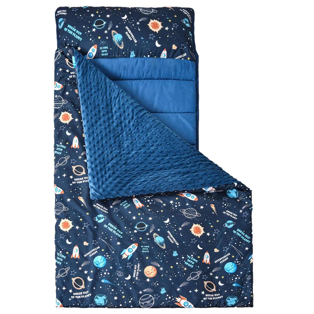 MWMWMW Space Toddler Nap Mat, Kids Sleeping Mat with Removable Pillow & Soft Minky Blanket, Kids Sleeping Bag for Daycare, Preschool & Travel (23 x 51) MWMWMW Space Toddler Nap Mat, Kids Sleeping Mat with Removable Pillow & Soft Minky Blanket, Kids Sleeping Bag for Daycare, Preschool & Travel (23 x 51)