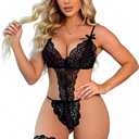 txsrbsj Women Lingerie One-Piece Lace Bodysuit Lingerie Outfits - Adjustable Strap (M)