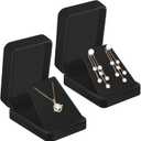 LETURE 2 Pieces Velvet Jewelry Gift Boxes for Necklace Pendant Earring Bracelet, Small Jewelry Storage Display Case for Christmas Wedding Engagement Birthday Anniversary (Black)