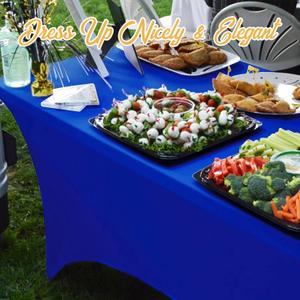BRILLMAX 3  Pack Royal Blue Fitted Spandex Table Covers - 6ft Stretch Tablecloths for 6 Foot Rectangle Folding Cloths Rectangular Bulk Linen Fabric Elastic Wedding Reception Banquet Birthday Party