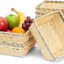 TOPZEA 10 Pack Natural Bamboo Gift Baskets, 7.5" Square Woven Fruit Basket Small Wicker Bread & Chip Basket, Handmade Food Storage Baskets for Kitchen, Restaurant, Party Buffet Serving, Christmas Gift