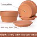 INGOFIN 8 Inch Terracotta Shallow Pots Set with Saucer - Ceramic Clay Pots with Drainage Hole, Terra Cotta Pot for Plants for Indoor Outdoor Plants, Set of 2, Shallow 8/8 inch -2 pcs