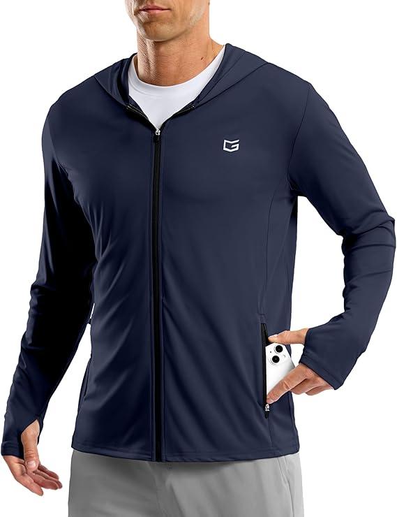 G Gradual Men's UPF 50+ Sun Protection Hoodie Jacket Lightweight Full Zip Hoodies Long Sleeve Shirts for Men Hiking Fishing Size Small