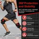 Adjustable Knee Brace for Running - Knee Brace with Side Stabilizers & Patella Gel, No Slip, Breathable Knee Support Brace for Men and Women, Knee Pain ACL MCL Arthritis Injuries Recovery (Black and Red, XXXL) (Black)