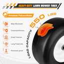 2Pcs 13x6.50-6" Flat Free Tire and Wheel, 13x6.50-6 Zero Turn Mower Tires, Smooth Tread Lawn Mower Tire with Rim for Commercial Grade Lawn Mowers Deck 66"& Below | 4-7.1" Centered Hub | Bore ID 5/8"