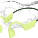 Swimming Headphones, IPX8 Waterproof Bone Conduction Headphone Wireless Underwater Earbuds with 32GB Memory for Swimming, Cycling, Marathon (Fluorescent Green)