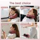 SPRFUFLY Super Soft Travel Pillow, 100% Memory Airplane Pillow with Sleep Mask and Ear Plugs, Breathable Removable Cover & Ergonomic Design - Essentials Neck Pillow for Airplane, Office & Home Use (Pink)