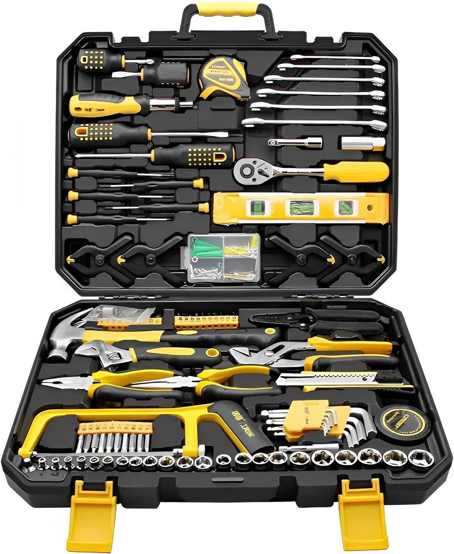 Liakai 168 Piece Socket Wrench Auto Repair Tool Combination Package Mixed Tool Set Hand Tool Kit with Plastic Toolbox Storage Case