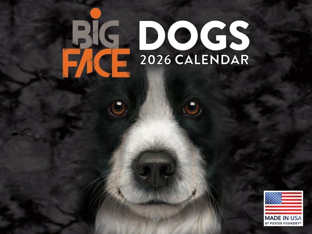 Vincent Hie Big Face Dog Calendar 2026 Monthly Wall Calender 12 Month | American Made In The USA