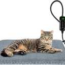 INVENHO Heated Cat Bed, Waterproof Adjustable Temperature Dog Cat Heating Pad with Timer, Indoor Pet Heating Pad for Cats Dogs Electric Pads for Dogs Cats, Pet Heated Pad (S: 18" x 16") (Grey)