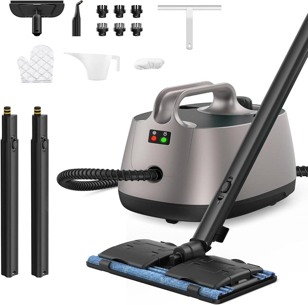 Steam Cleaner for home, 293F 58 PSI Powerful Multipurpose Steam Mop for Home Use, 50Oz Capacity, Heavy Duty Steamer for Carpets, Handheld Steamers, Floors, Cars, Tiles, Crack Cleaning, Titanium