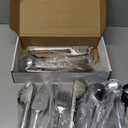 Thenshop 30 Pcs Stainless Steel Serving Utensils Set Flatware Set Include Large Serving Spoons Slotted Spoons Forks Soup Ladle Pie Server and Tongs for Buffet Party(Silver)