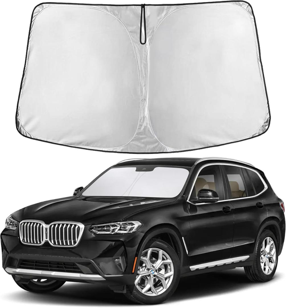 BMW X3 EcoNour Car Windshield Sunshade 2018-2026 - 240T Polyester Material Cars Sun Visor Reflector Blocks UV Rays - Foldable Sunshade Interior Protection Accessories