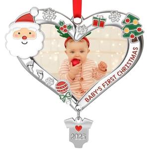 Baby First Christmas Ornament 2025 My First Christmas Photo Frame Ornament for Newborn Personalized Xmas Gifts Keepsake Decorations Pack of 2
