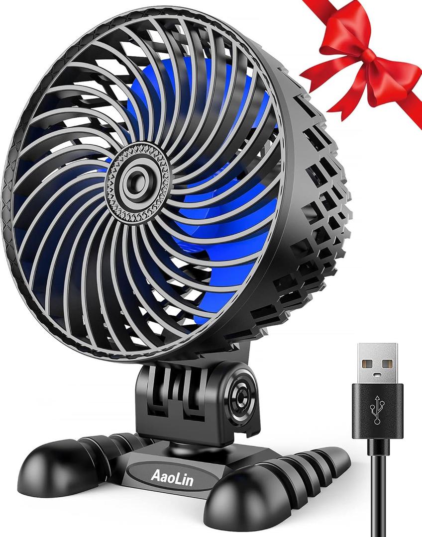 USB Desktop Small Fan, Stepless Speed Adjustment with Multiple Speed Levels, Portable Plug-in Personal Mini Fan,Quiet Powerful Airflow,Suitable for Office Home Dormitory Bedroom, 4.9 Feet Long Cable (Black Blue)