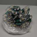 C9 Christmas Lights Outdoor, 50 FT 50 LED Vintage Warm White C9 String Lights Connectable for Christmas Tree Roofline Patio Garden Backyard Holiday Party Indoor Outdoor Decoration, Green Wire