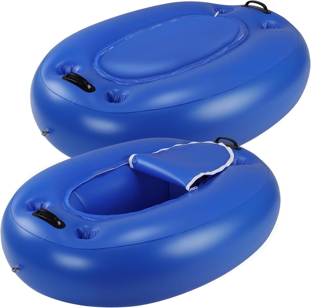 2 Pack Floating Coolers for River Inflatable Cooler 40 Qt - River Cooler Float with Lid Built in Four Cup Holder