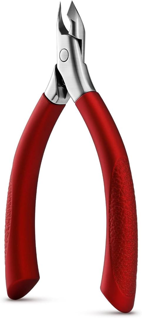 BEZOX Cuticle Clipper for Salon-Worthy Nails - Professional Half Jaw (5 mm) Cuticle Trimmers with Silicon Handle for Expert Manicures, Precision Cuticle Cutters Premium Cuticle Tool - Red