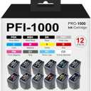 PFI-1000 Ink Cartridges Replacement for Canon PFI 1000 12 Color Pack Compatible for Canon imagePROGRAF PRO-1000 Printer Ink, 80ml Pigment Ink (MBK PBK C M Y R GY B PG PC PM CO)