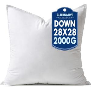 MIULEE 28x28 Down Alternative Pillow Insert Euro Decorative Throw Pillow 28 x 28 Inch Body Bed Sleeping Ultra Soft Fluffy Form for Sofa Couch Bed