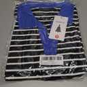 ZESICA Womens Striped Long Sleeve Tops Oversized Sweatshirt V Neck Loose Fit Tunic Tops Spring Casual Blouses (Black, S)