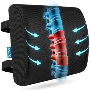 Lumbar Support Pillow for Office Chair, College Dorm Room Essentials, Memory Foam, Lower Back Support for Car, Back Pain Relief, Back Cushion for Chair with Adjustable Strap and Mesh Washable Cover