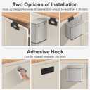 Mbillion Kitchen Compost Bin Hanging Trash Can with Lid 1.05 Gallon Stainless Steel Garbage Can for Kitchen Cabinet Door Mounted Trash Can Under Sink Door RV Bathroom,Silver